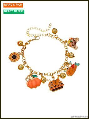 Thanksgiving Pumpkin Turkey Bracelet Stretch Adjustable Acrylic Beads Fall